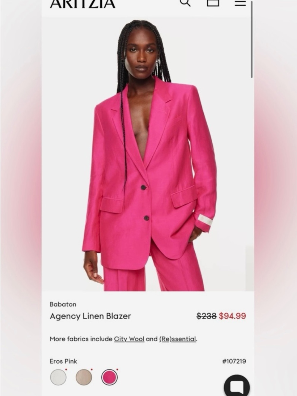 Aritzia Babaton Agency Linen Blend Blazer